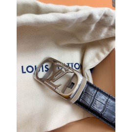 Lv Fashion Plaid Leather Silver Automatic Buckle 35mm Belts