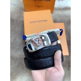 Lv Fashion Plaid Leather Silver Automatic Buckle 35mm Belts