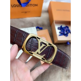 Lv Fashion Plaid Leather Gold Automatic Buckle 35mm Belts