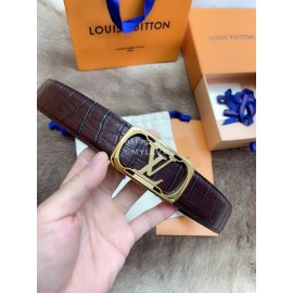 Lv Fashion Plaid Leather Gold Automatic Buckle 35mm Belts