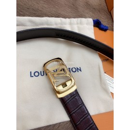 Lv Fashion Plaid Leather Gold Automatic Buckle 35mm Belts