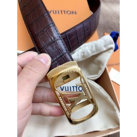 Lv Fashion Plaid Leather Gold Automatic Buckle 35mm Belts