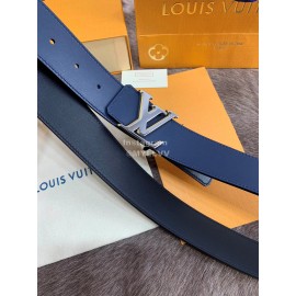 Lv Black Calf Leather Letter Buckle 40mm Belts Navy