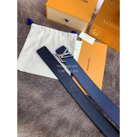 Lv Black Calf Leather Letter Buckle 40mm Belts Navy