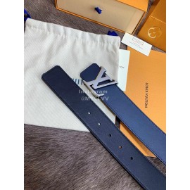 Lv Black Calf Leather Letter Buckle 40mm Belts Navy