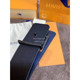 Lv Black Calf Leather Letter Buckle 40mm Belts Navy