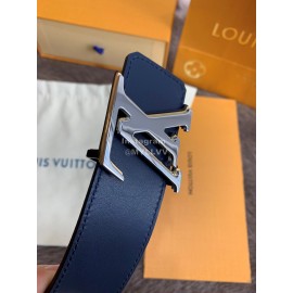Lv Black Calf Leather Letter Buckle 40mm Belts Navy