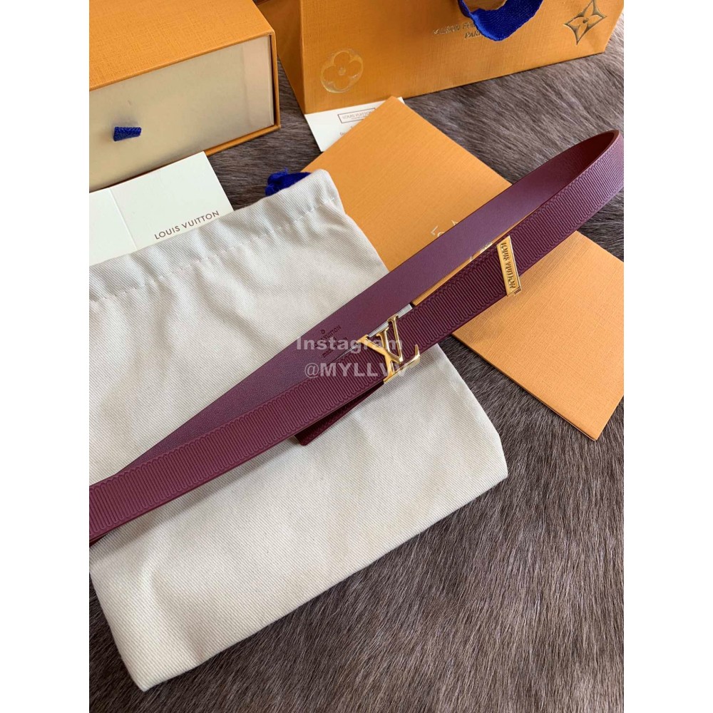 Lv Fashion Leather Gold Buckle 20mm Belts For Women Wine Red