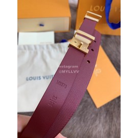 Lv Fashion Leather Gold Buckle 20mm Belts For Women Wine Red
