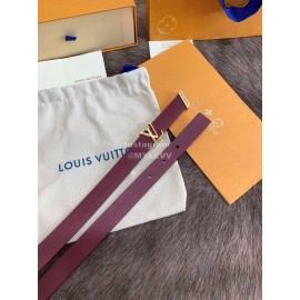 Lv Fashion Leather Gold Buckle 20mm Belts For Women Wine Red