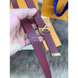 Lv Fashion Leather Gold Buckle 20mm Belts For Women Wine Red