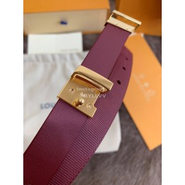 Lv Fashion Leather Gold Buckle 20mm Belts For Women Wine Red
