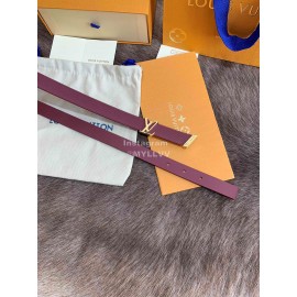 Lv Fashion Leather Gold Buckle 20mm Belts For Women Wine Red