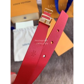 Lv Fashion Leather Gold Buckle 20mm Belts For Women Red
