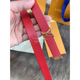 Lv Fashion Leather Gold Buckle 20mm Belts For Women Red