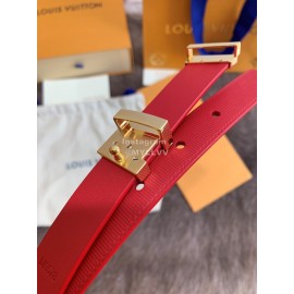 Lv Fashion Leather Gold Buckle 20mm Belts For Women Red