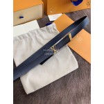 Lv Fashion Leather Gold Buckle 20mm Belts For Women Black