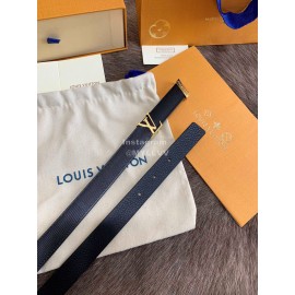 Lv Fashion Leather Gold Buckle 20mm Belts For Women Black