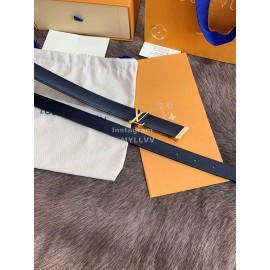 Lv Fashion Leather Gold Buckle 20mm Belts For Women Black