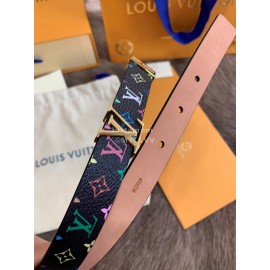 Lv Monogram Canvas Leather Gold Buckle 20mm Belts For Women Black