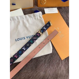 Lv Monogram Canvas Leather Gold Buckle 20mm Belts For Women Black