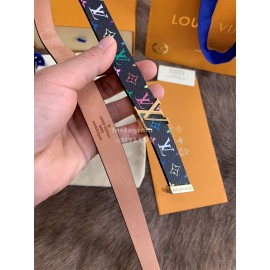 Lv Monogram Canvas Leather Gold Buckle 20mm Belts For Women Black