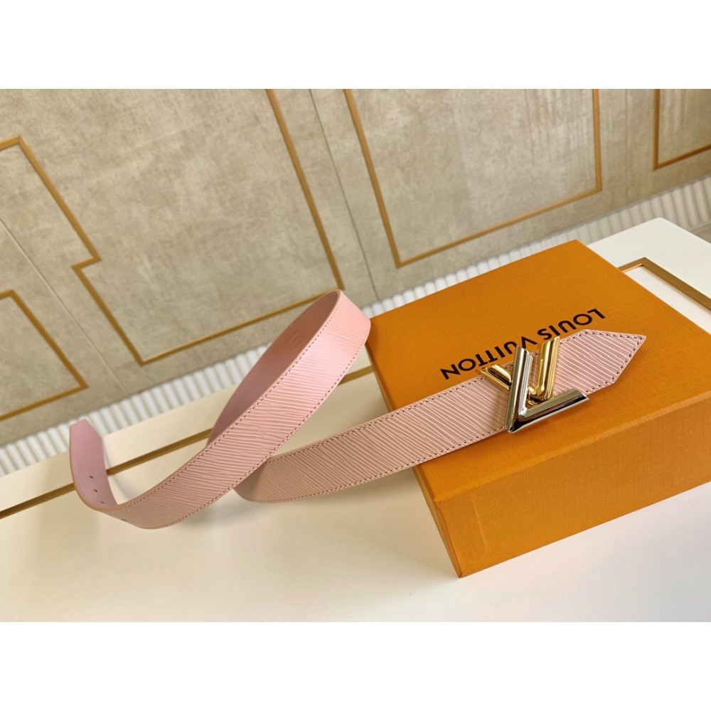 Lv Fashion Epi Leather Letter Buckle 30mm Belts For Women Pink