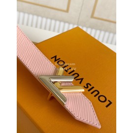 Lv Fashion Epi Leather Letter Buckle 30mm Belts For Women Pink