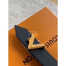 Lv Fashion Epi Leather Letter Buckle 30mm Belts For Women Black