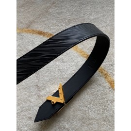 Lv Fashion Epi Leather Letter Buckle 30mm Belts For Women Black