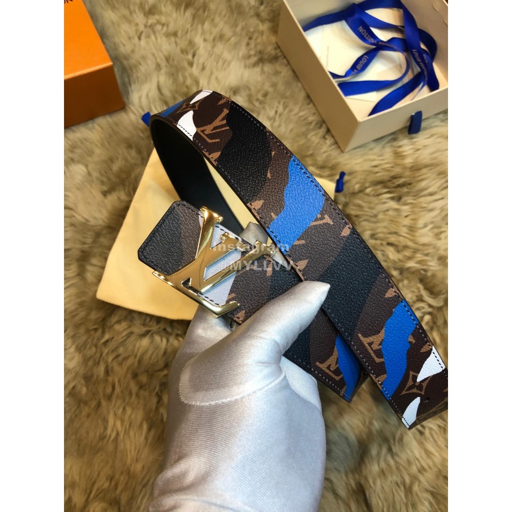 Lv Fashion Printed Leather Letter Buckle 40mm Belts Black