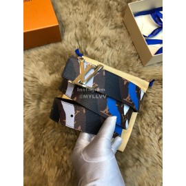 Lv Fashion Printed Leather Letter Buckle 40mm Belts Black