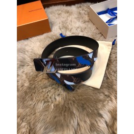 Lv Fashion Printed Leather Letter Buckle 40mm Belts Black