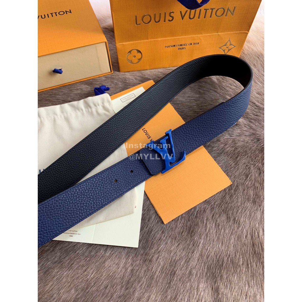 Lv Fashion Leather Letter Buckle 40mm Belts For Men Blue