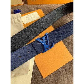 Lv Fashion Leather Letter Buckle 40mm Belts For Men Blue