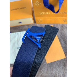 Lv Fashion Leather Letter Buckle 40mm Belts For Men Blue