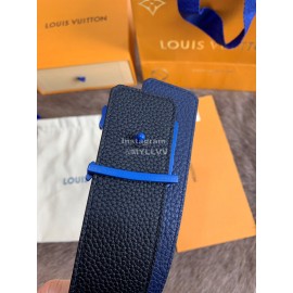 Lv Fashion Leather Letter Buckle 40mm Belts For Men Blue