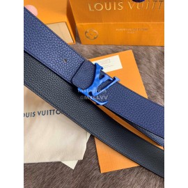 Lv Fashion Leather Letter Buckle 40mm Belts For Men Blue