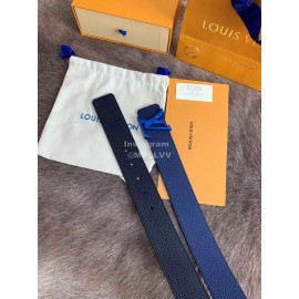 Lv Fashion Leather Letter Buckle 40mm Belts For Men Blue