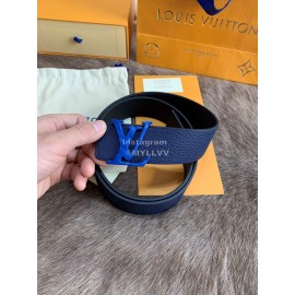 Lv Fashion Leather Letter Buckle 40mm Belts For Men Blue