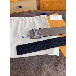 Lv Fashion Leather Letter Buckle 40mm Belts For Men Coffee