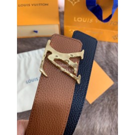 Lv Fashion Leather Letter Buckle 40mm Belts For Men Brown