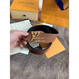 Lv Fashion Leather Letter Buckle 40mm Belts For Men Brown