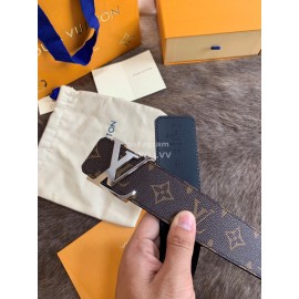 Lv Fashion Monogram Canvas Leather Silver Letter Buckle 40mm Belts For Men 