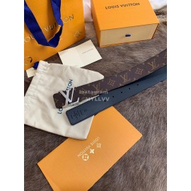 Lv Fashion Monogram Canvas Leather Silver Letter Buckle 40mm Belts For Men 