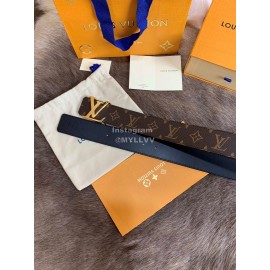 Lv Fashion Monogram Canvas Leather Gold Letter Buckle 40mm Belts For Men 