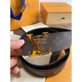 Lv Fashion Monogram Canvas Leather Gold Letter Buckle 40mm Belts For Men 