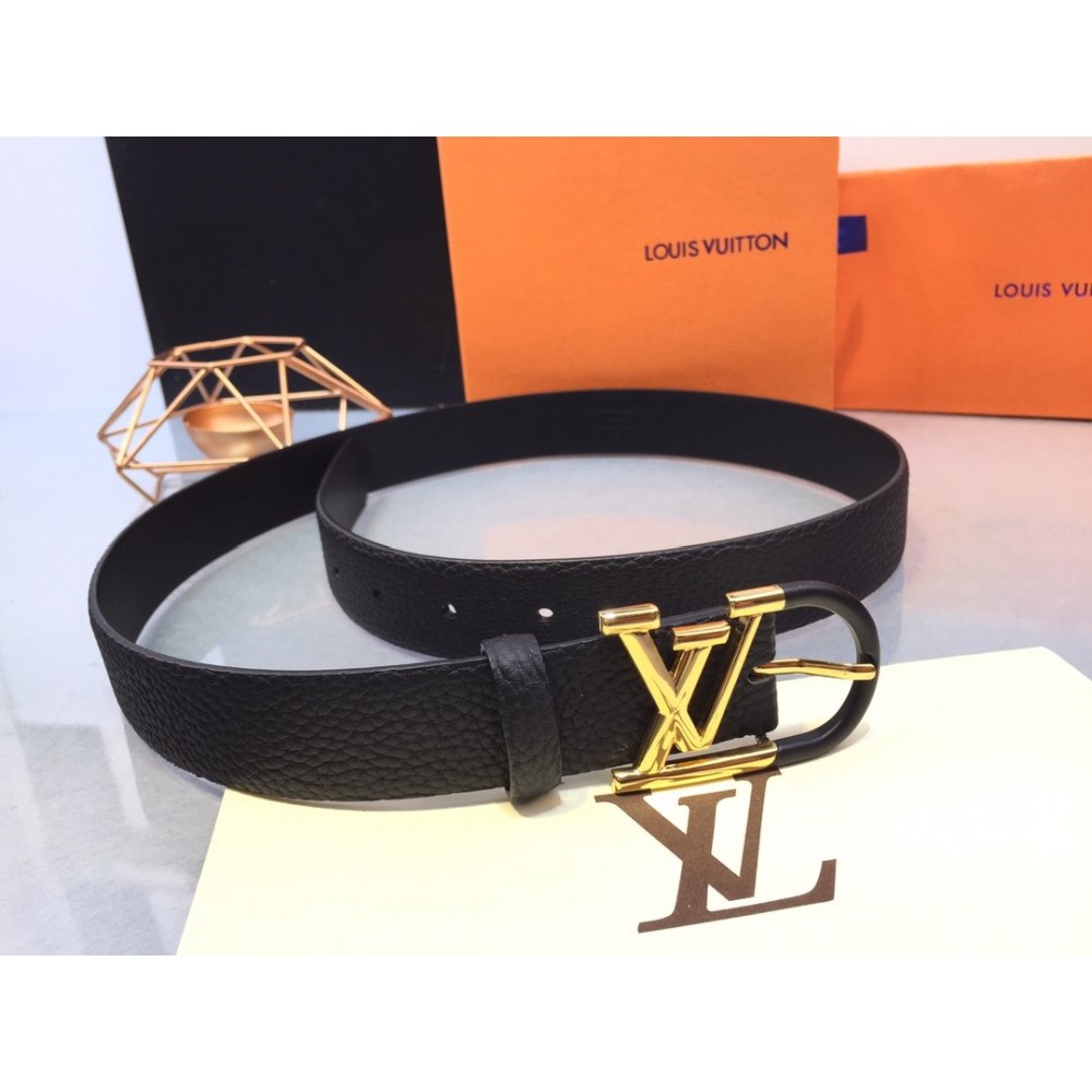 Lv Essential Leather Lacquer Light Needle Buckle 30mm Belts Black