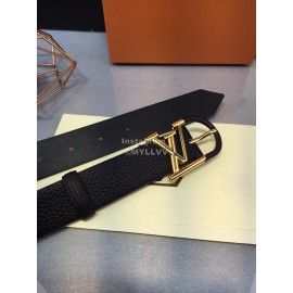 Lv Essential Leather Lacquer Light Needle Buckle 30mm Belts Black