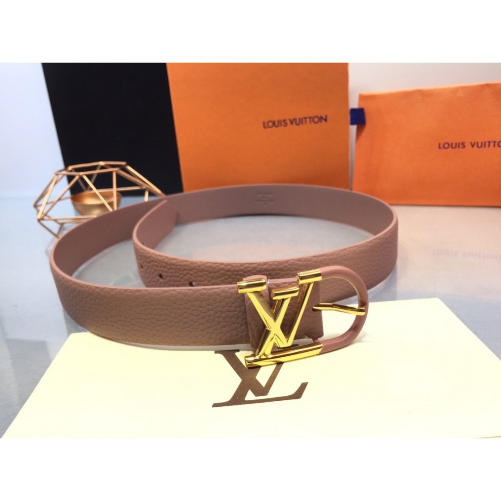 Lv Essential Leather Lacquer Light Needle Buckle 30mm Belts Pink